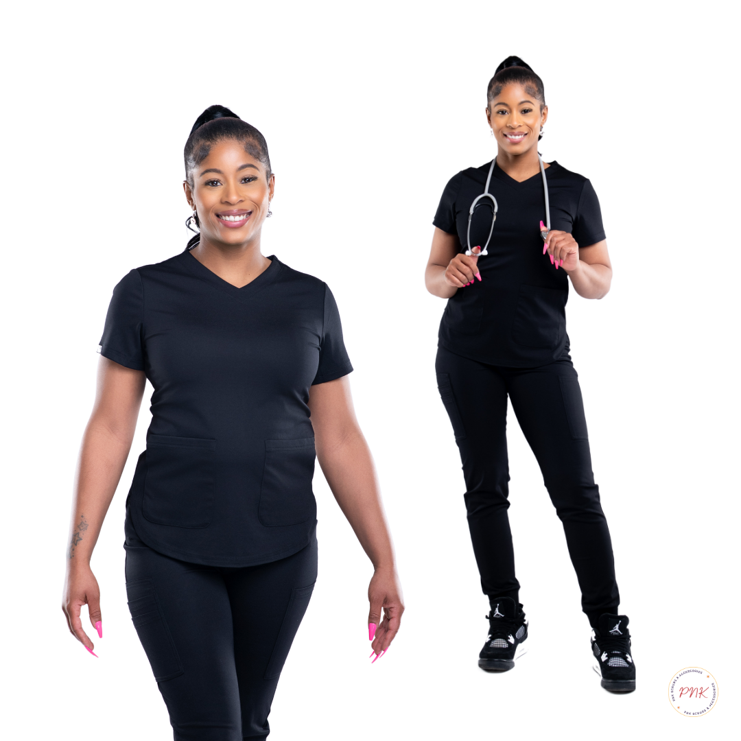 Black Midnight Noir Scrub Top