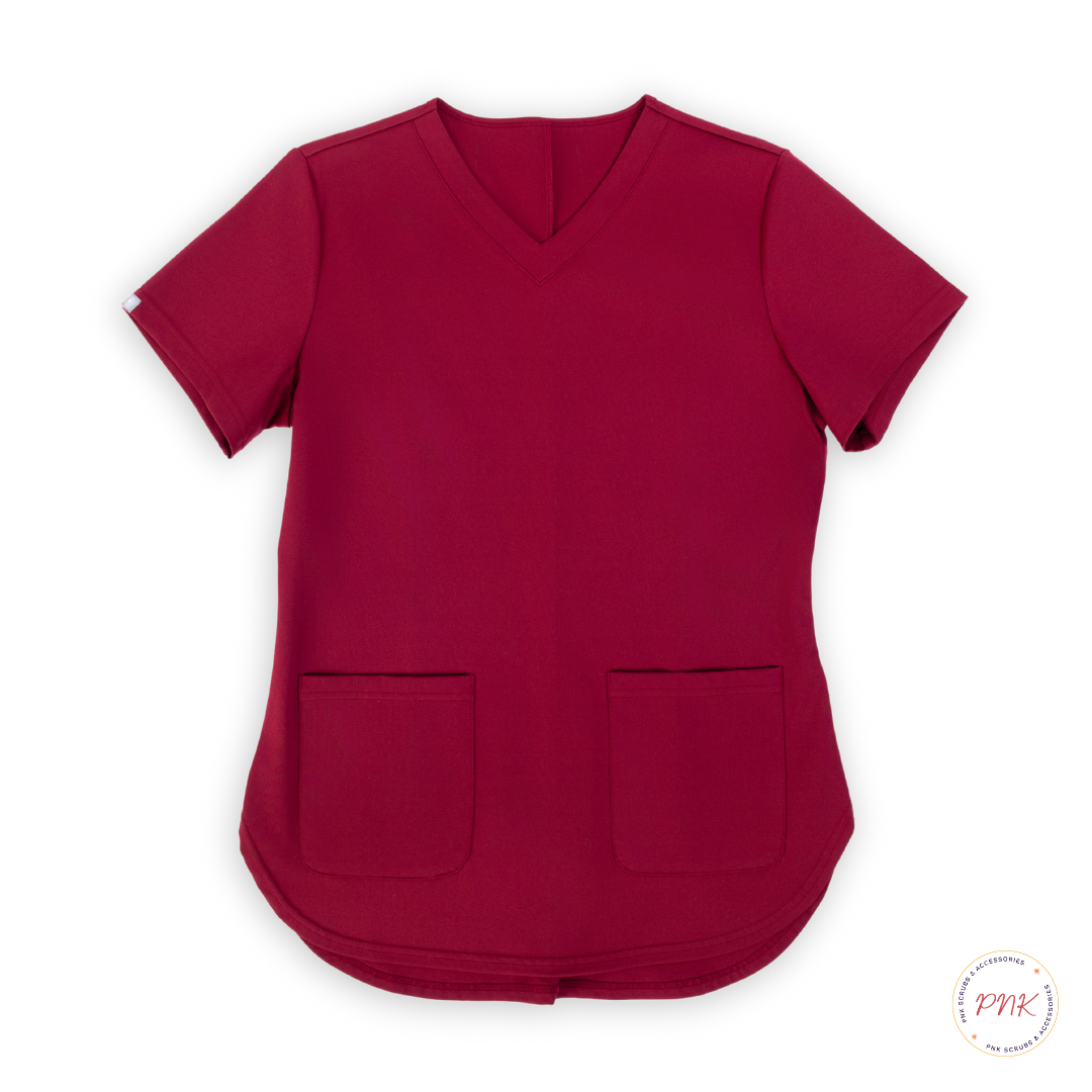 Burgundy Crimson Scrub Top
