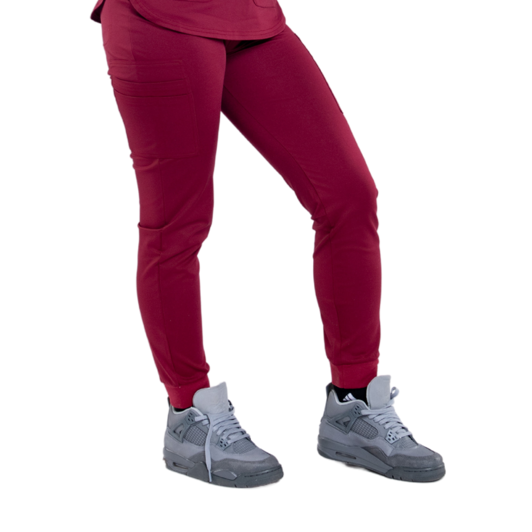 Burgundy Crimson Scrub Joggers