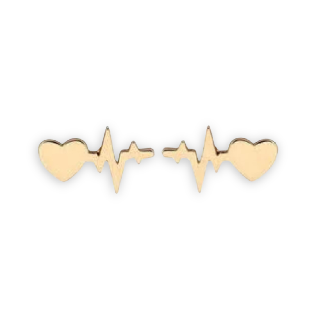 Gold Heartbeat Stud Earrings