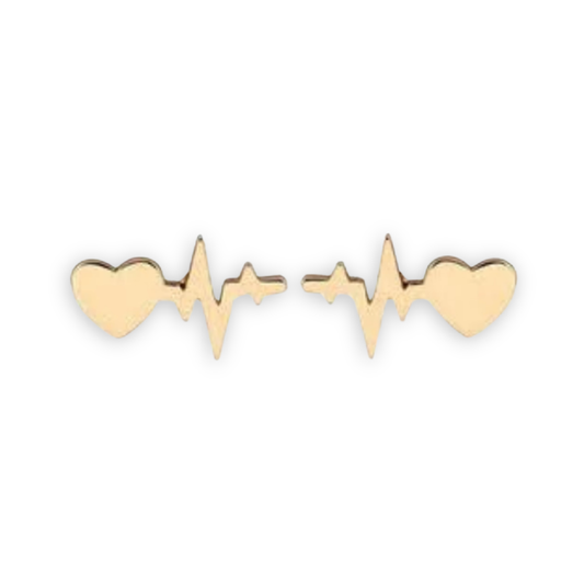 Gold Heartbeat Stud Earrings