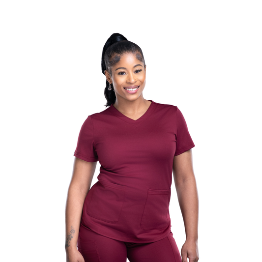Burgundy Crimson Scrub Top