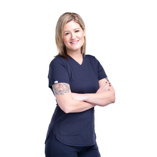 Navy Ocean Sapphire Scrub Top
