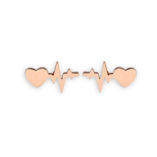 Rose Gold Heartbeat Stud Earrings